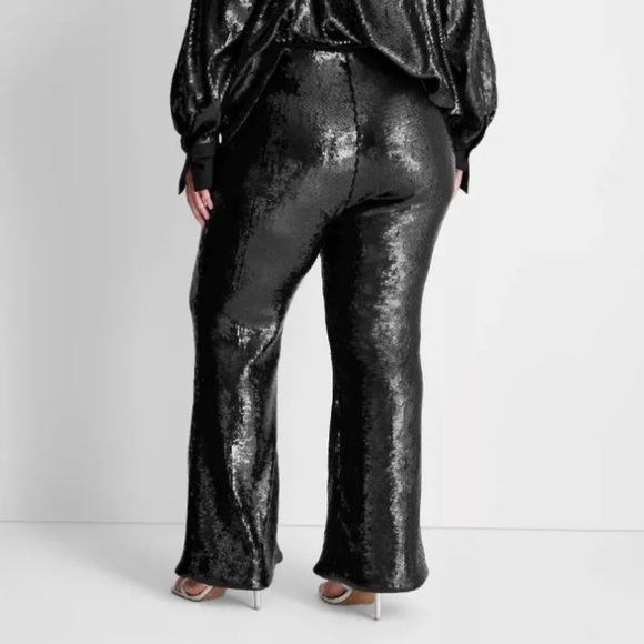High-Rise Sequin Full Length Flare Pants - Picture 8 of 8